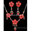 Beautiful women red necklace bridal wedding jewelry earring necklace set